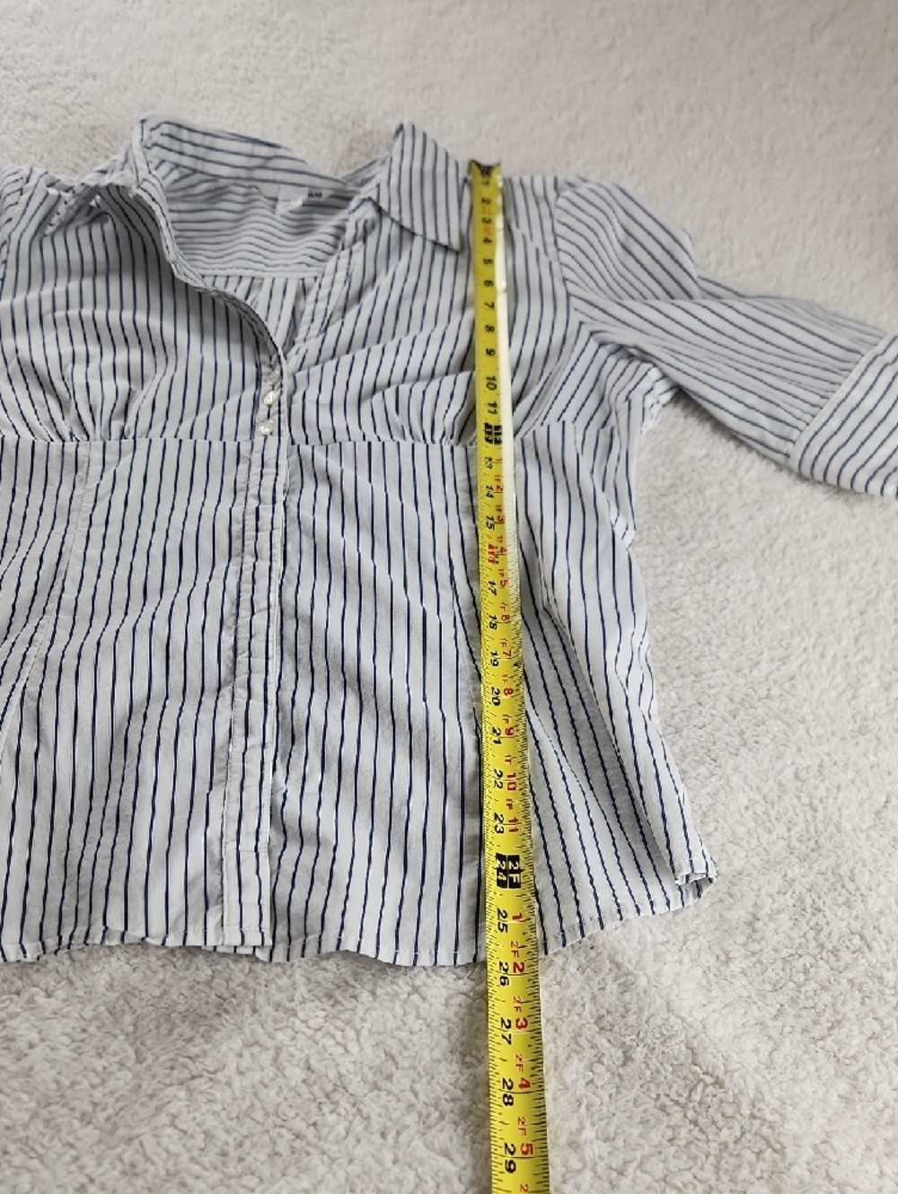 H&M White Shirt with Navy Stripes Large - Picture 4 of 11
